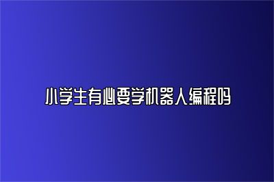 小学生有必要学机器人编程吗 