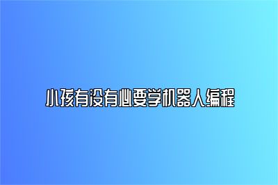 小孩有没有必要学机器人编程 