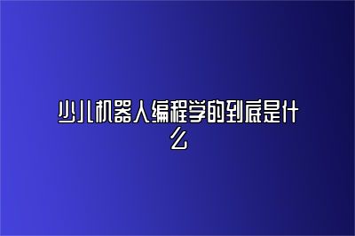 少儿机器人编程学的到底是什么