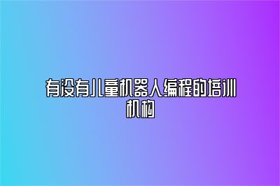 有没有儿童机器人编程的培训机构 