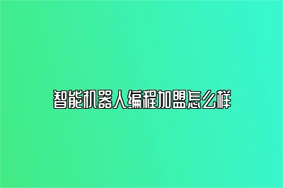 智能机器人编程加盟怎么样 