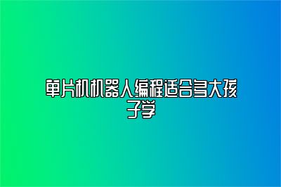 单片机机器人编程适合多大孩子学