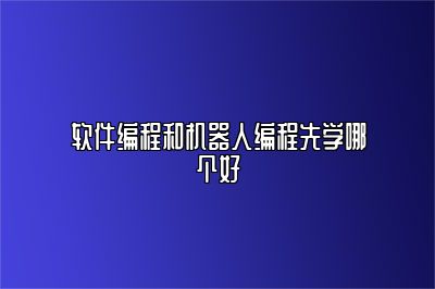 软件编程和机器人编程先学哪个好