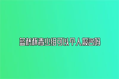 蓝桥杯青少组可以个人报名吗