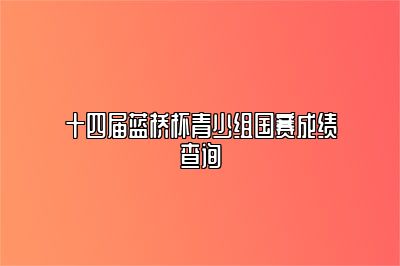 十四届蓝桥杯青少组国赛成绩查询 