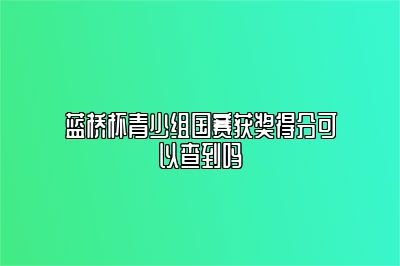 蓝桥杯青少组国赛获奖得分可以查到吗