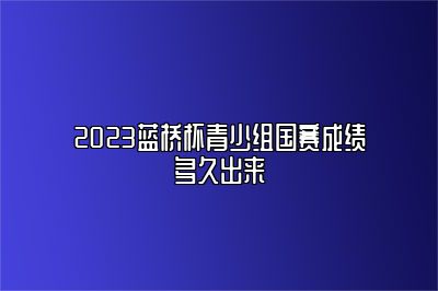 2023蓝桥杯青少组国赛成绩多久出来 