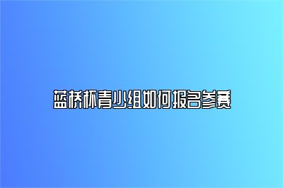 蓝桥杯青少组如何报名参赛