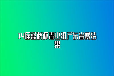 14届蓝桥杯青少组广东省赛结果