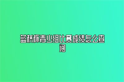 蓝桥杯青少组比赛成绩怎么查询 