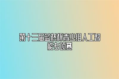 第十三届蓝桥杯青少组人工智能专项赛