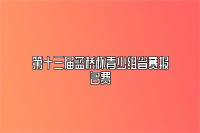 第十三届蓝桥杯青少组省赛报名费 