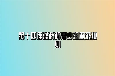 第十四届蓝桥杯青少组晋级规则