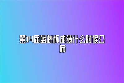 第14届蓝桥杯成绩什么时候公布