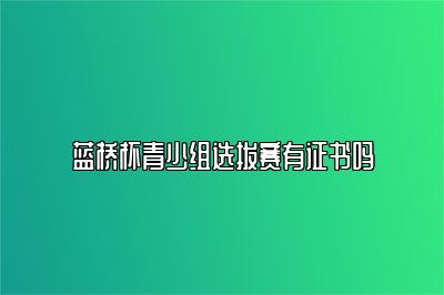 蓝桥杯青少组选拔赛有证书吗