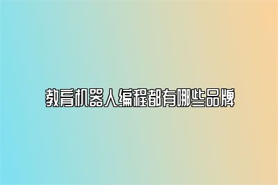 教育机器人编程都有哪些品牌 